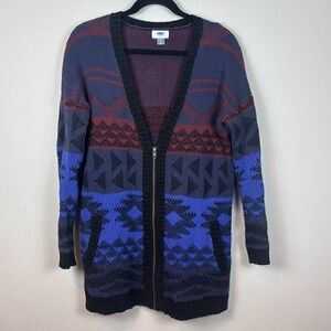 Old Navy Aztec 90s Inspired oversized full zip cardigan sweater Womens SM Grunge